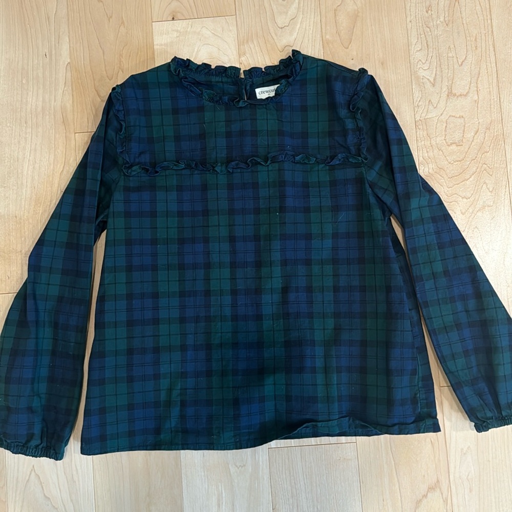 Girls Jcrew crew it’s black watch shirt